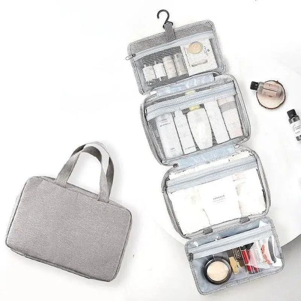 grande trousse de toilette grise femme