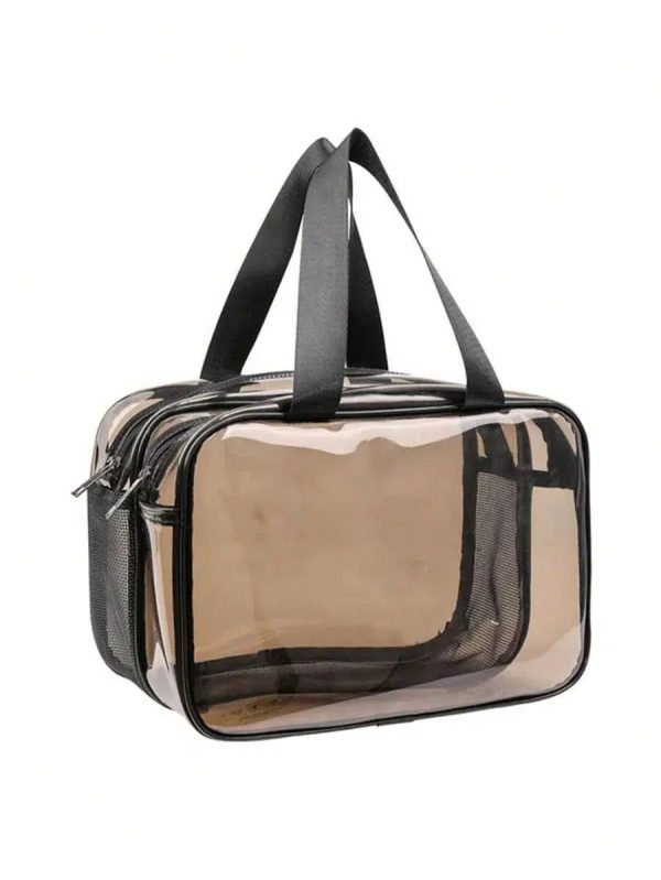 grande trousse de toilette marron transparente femme