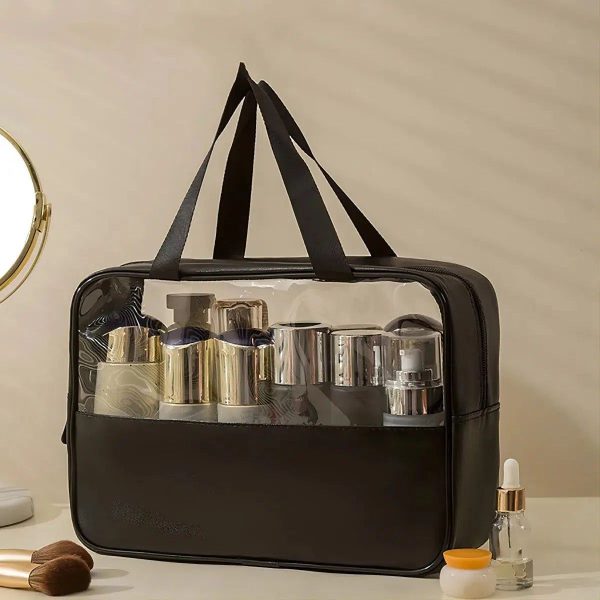 grande trousse de toilette noire transparente femme