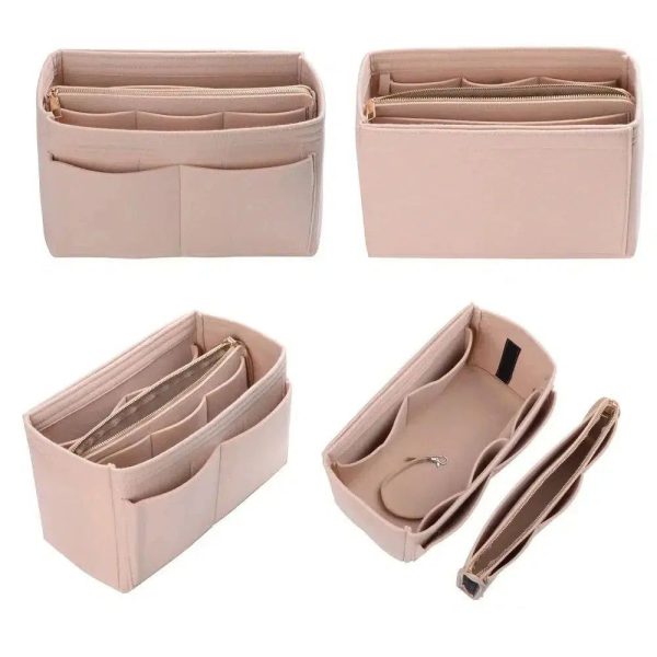 trousse de toilette beige compartiment sans fermeture tendance femme