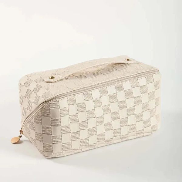 trousse de toilette beige en cuir luxe