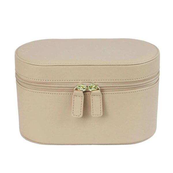 trousse de toilette beige en cuir voyage femme