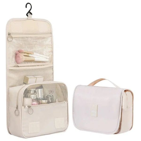 trousse de toilette beige voyage femme