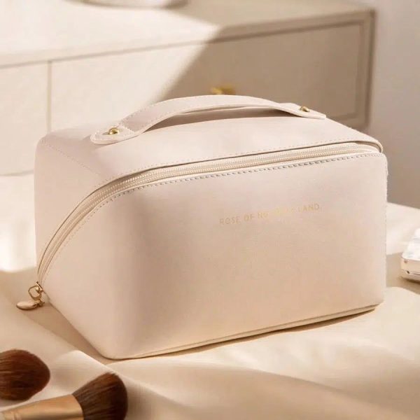 trousse de toilette blanche ivoire en cuir femme