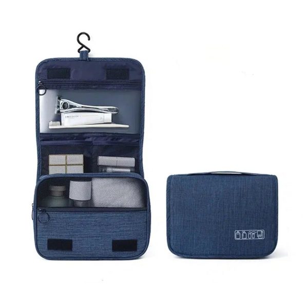 trousse de toilette bleue à suspendre
