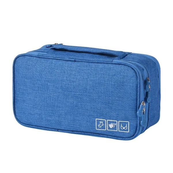 trousse de toilette bleue avec compartiment femme