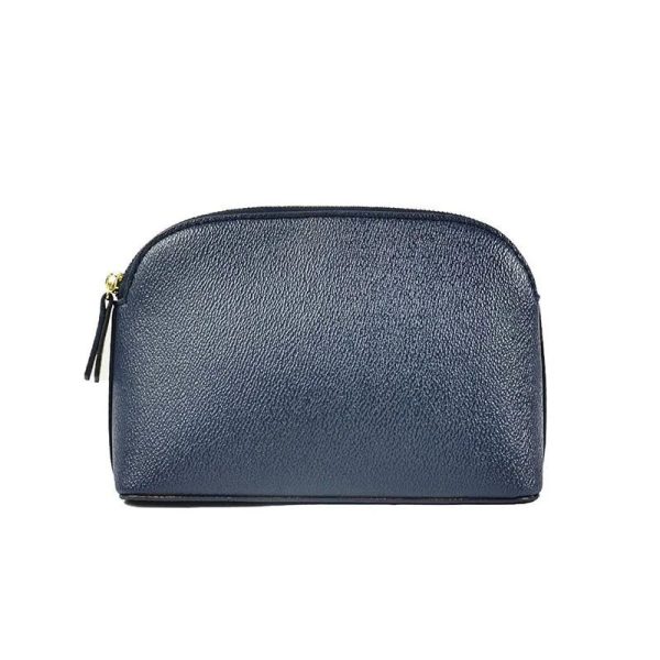 trousse de toilette bleue en cuir femme