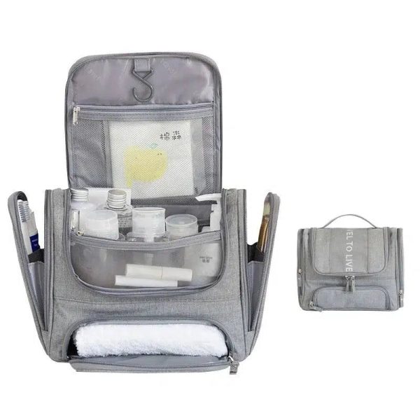 trousse de toilette grise avec compartiment voyage homme