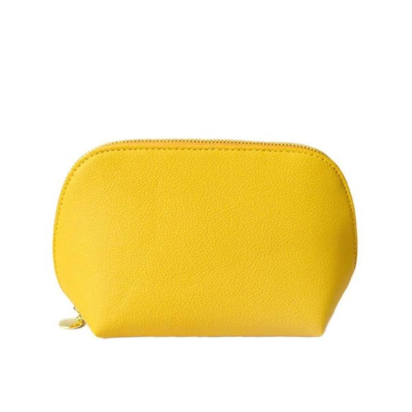 trousse de toilette jaune en cuir femme