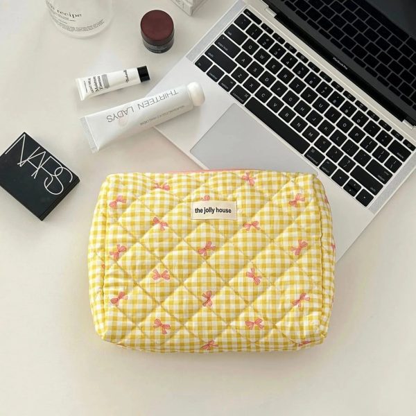 trousse de toilette jaune matelassée femme