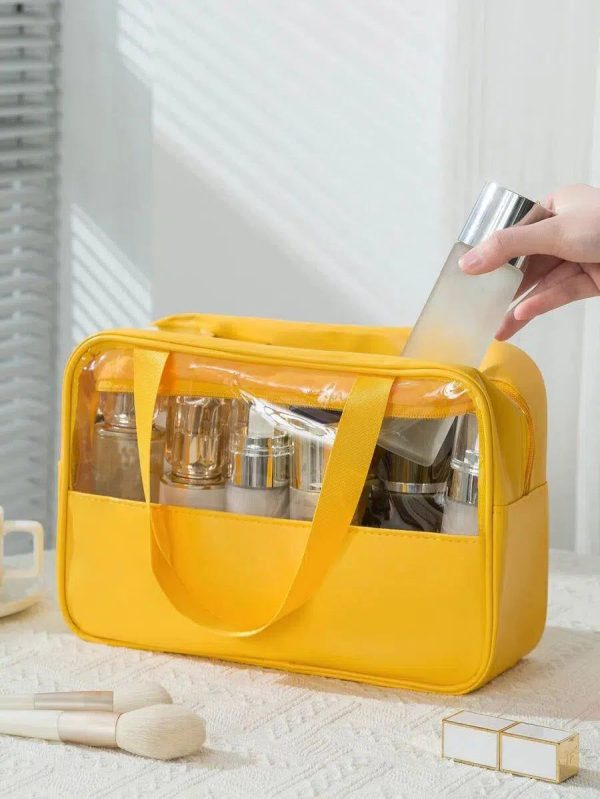trousse de toilette jaune transparente