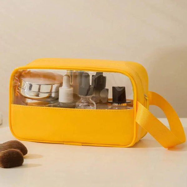 trousse de toilette jaune transparente femme