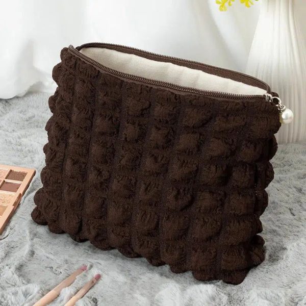 trousse de toilette marron matelassée femme
