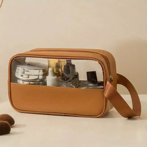 trousse de toilette marron transparente femme