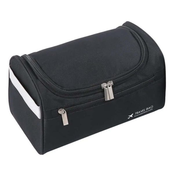 trousse de toilette noire avec compartiment voyage homme