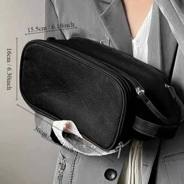 trousse de toilette noire en cuir femme