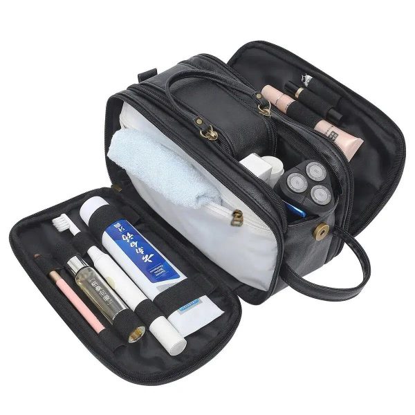 trousse de toilette noire en cuir homme