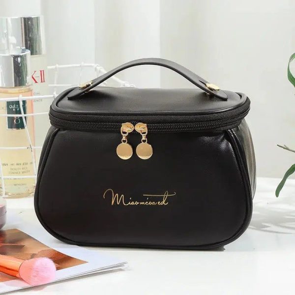 trousse de toilette noire en cuir style femme