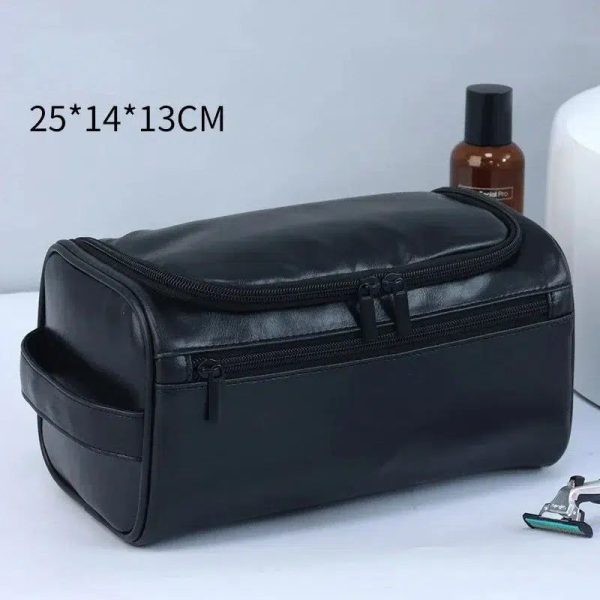 trousse de toilette noire en simili cuir homme