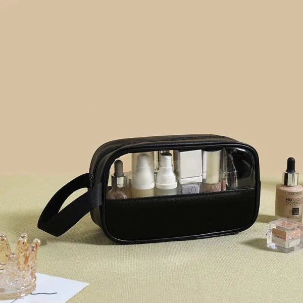 trousse de toilette noire transparente femme