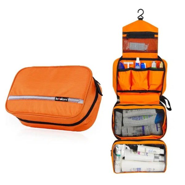 trousse de toilette orange à suspendre voyage homme
