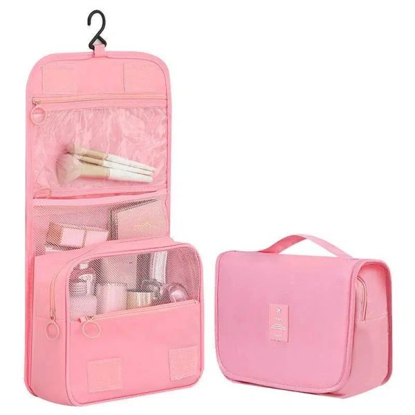 trousse de toilette rose à suspendre femme