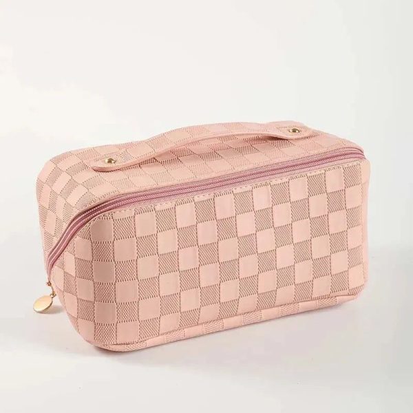 trousse de toilette rose en cuir femme luxe