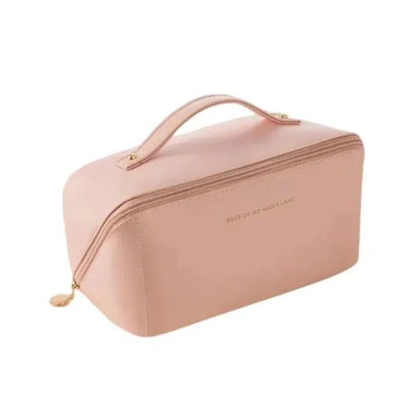 trousse de toilette rose en cuir luxe femme