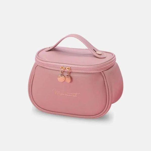 trousse de toilette rose en cuir style femme