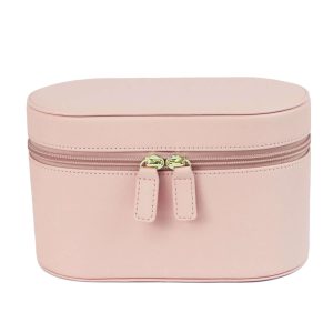 trousse de toilette rose en cuir voyage femme