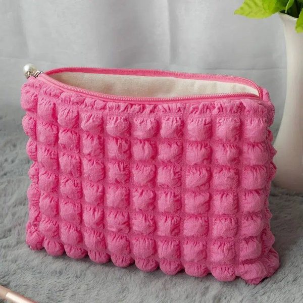 trousse de toilette rose matelassée
