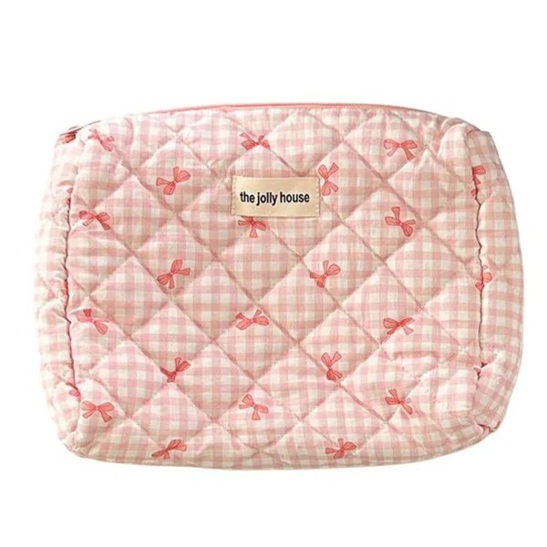 Trousse de toilette rose matelassée femme