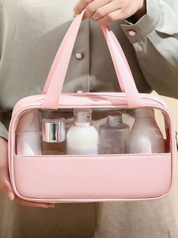 trousse de toilette rose transparente voyage femme