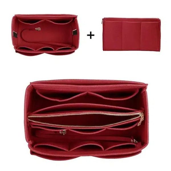 trousse de toilette rouge compartiment sans fermeture tendance femme