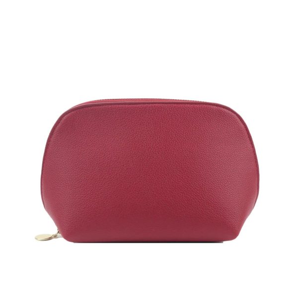 trousse de toilette rouge en cuir