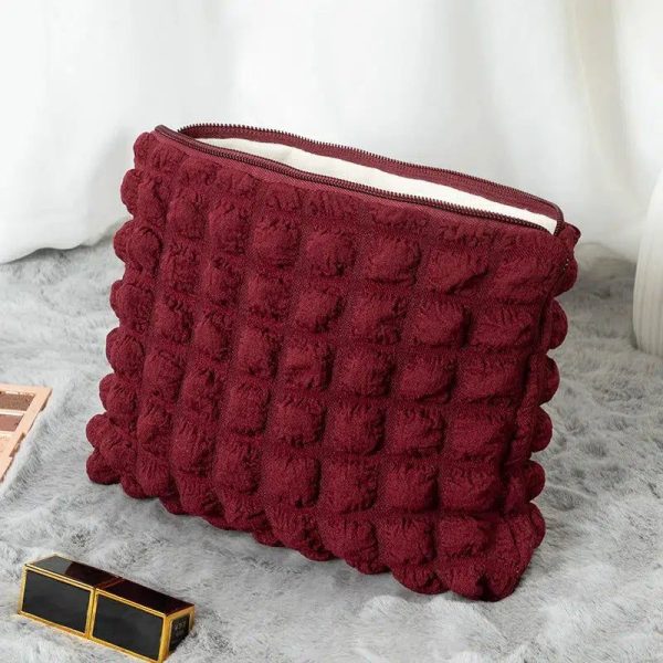 trousse de toilette rouge matelassée tendance femme
