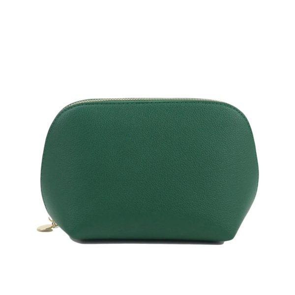 trousse de toilette verte en cuir femme