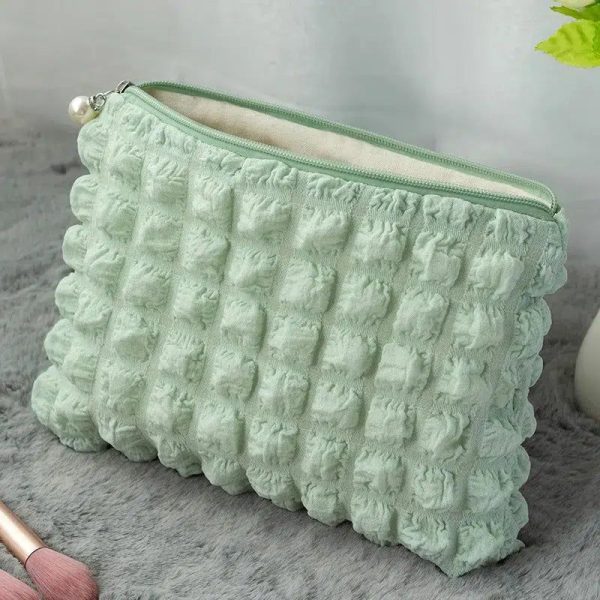 trousse de toilette verte matelassée femme