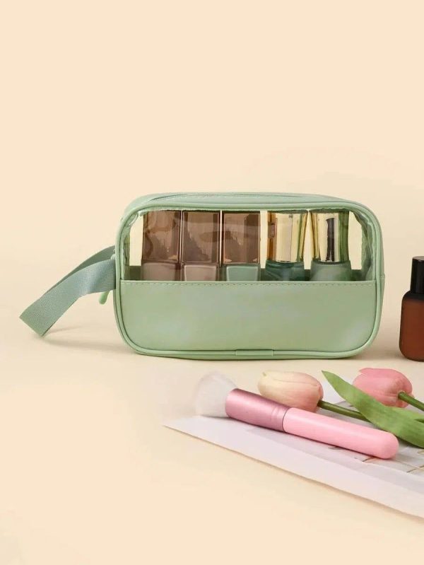 trousse de toilette verte transparente femme