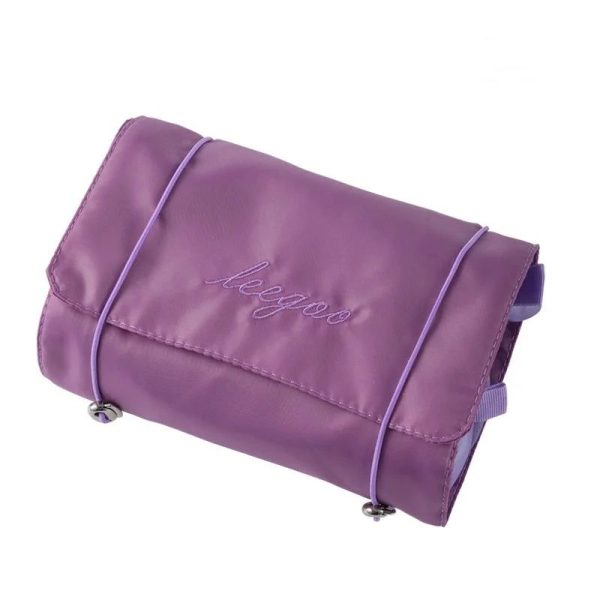 trousse de toilette violet pliable avec compartiment femme