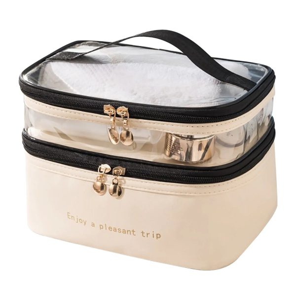 trousse de toilette beige tendance femme