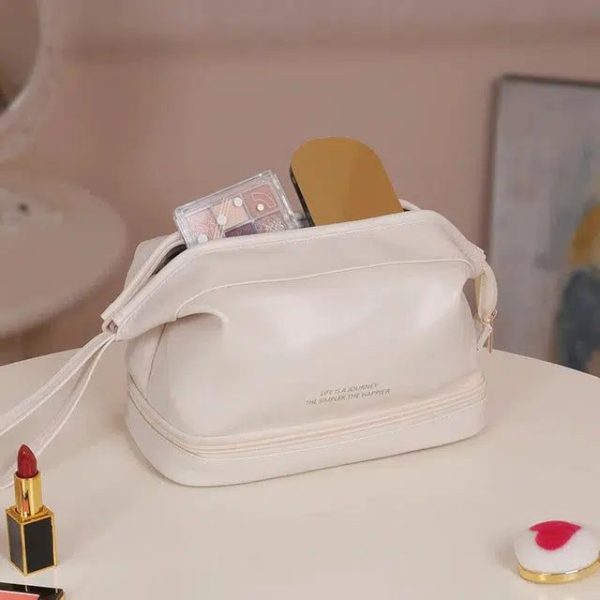 trousse de toilette blanche ivoire en cuir femme