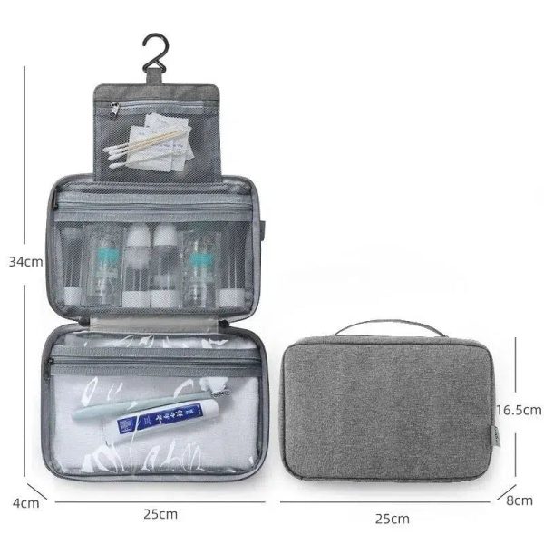 trousse de toilette grise à suspendre femme