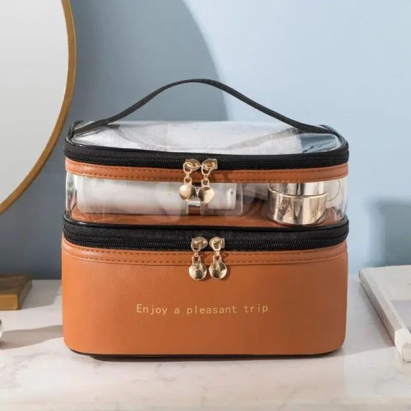 trousse de toilette marron tendance femme