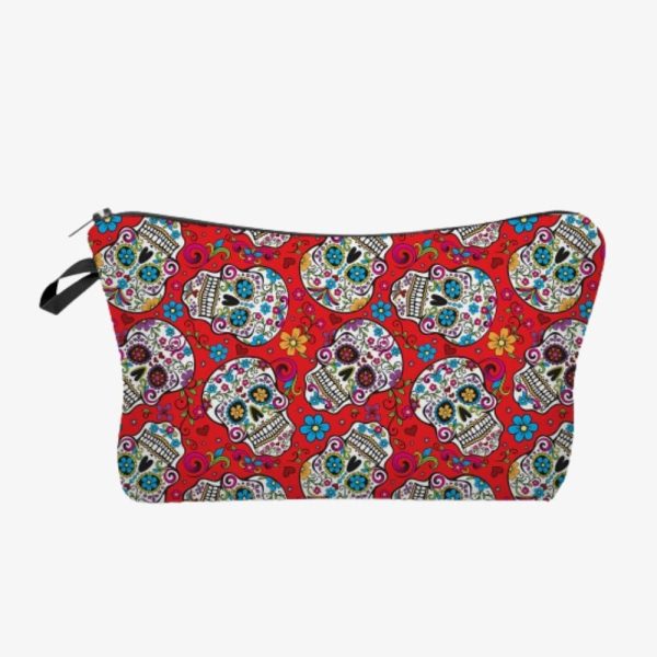 trousse de toilette rouge tête de mort